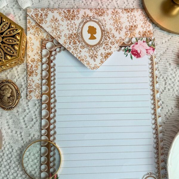 Kit 5 Envelope e 5 Papéis de Carta Vintage Dama das Flores - Imagem 4