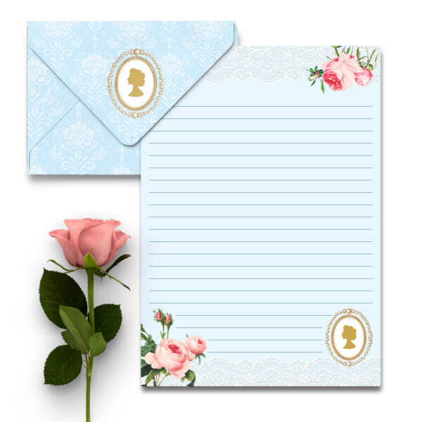 Kit 5 Envelope e 5 Papéis de Carta Vintage Elegância Eterna - Imagem 1