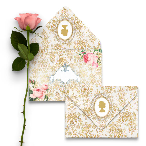 Kit 5 Envelope e 5 Papéis de Carta Vintage Dama das Flores - Imagem 2