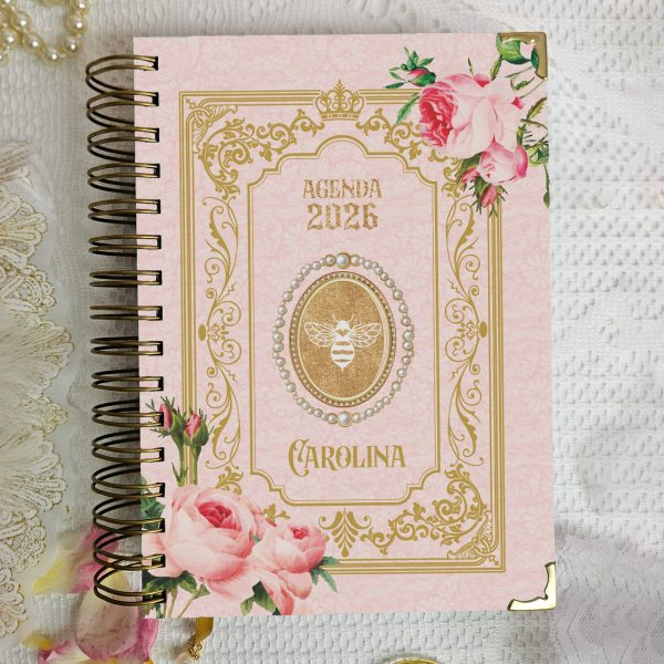 agenda_vintage_2026_floral_bridgerton_azul_rosa