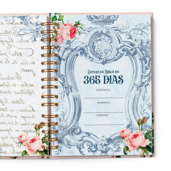 caderno devocional diario leitura da bíblia 365 dias com Deus leitura guiada cronograma flora vintage