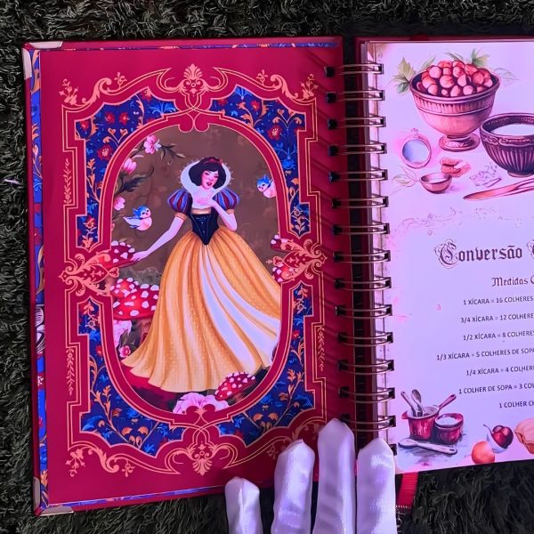 caderno_receitas_branca_neve_medieval_contos_fada_vintage