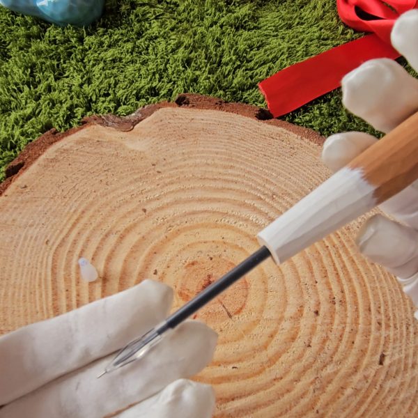 caneta cogumelo madeira com refil