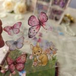 caixa cartelas adesivos vintage feminino boorboletas scrapbook