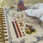 caixa cartelas adesivos vintage feminino mulheres camponesa flores molduras scrapbook