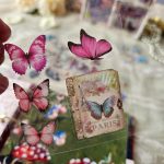 caixa cartelas adesivos vintage feminino boorboletas scrapbook