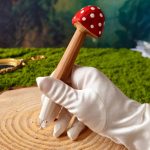 caneta cogumelo madeira com refil