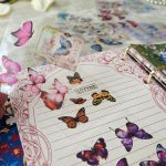 caixa cartelas adesivos vintage feminino boorboletas scrapbook