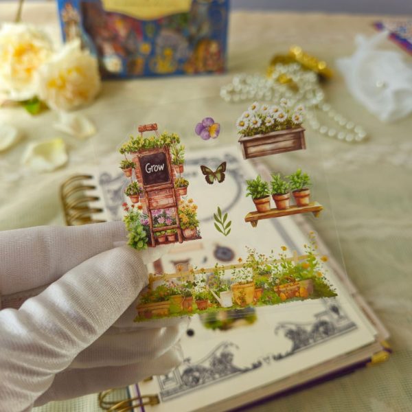 caixa cartelas adesivos vintage feminino mulheres camponesa flores molduras scrapbook