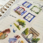 caixa cartelas adesivos vintage feminino mulheres camponesa flores molduras scrapbook