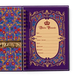 agenda_branca_de_neve_rainha_capa_roxa_dourada_maçã_vintage_medieval_princesa_contos_fada2