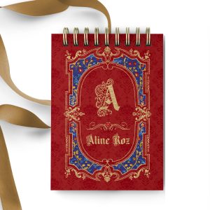 bloquinho_bloco_notas_branca_de_neve_capa_vermelha_azul_dourada_maca_vintage_medieval_princesa_contos_fada