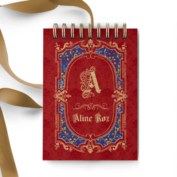bloquinho_bloco_notas_branca_de_neve_capa_vermelha_azul_dourada_maca_vintage_medieval_princesa_contos_fada